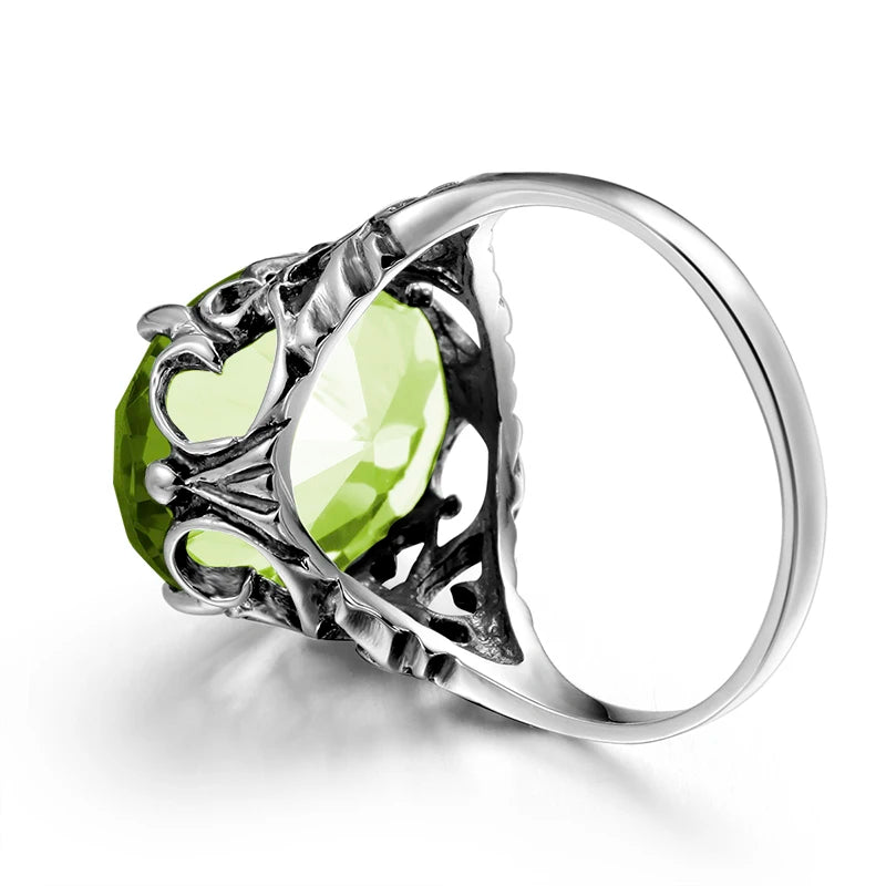 Damen-Ring mit Peridot Stein im Vintage-Stil Filigran Gefertigt aus Sterlingsilber 925