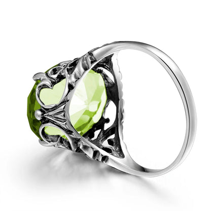 Damen-Ring mit Peridot Stein im Vintage-Stil Filigran Gefertigt aus Sterlingsilber 925