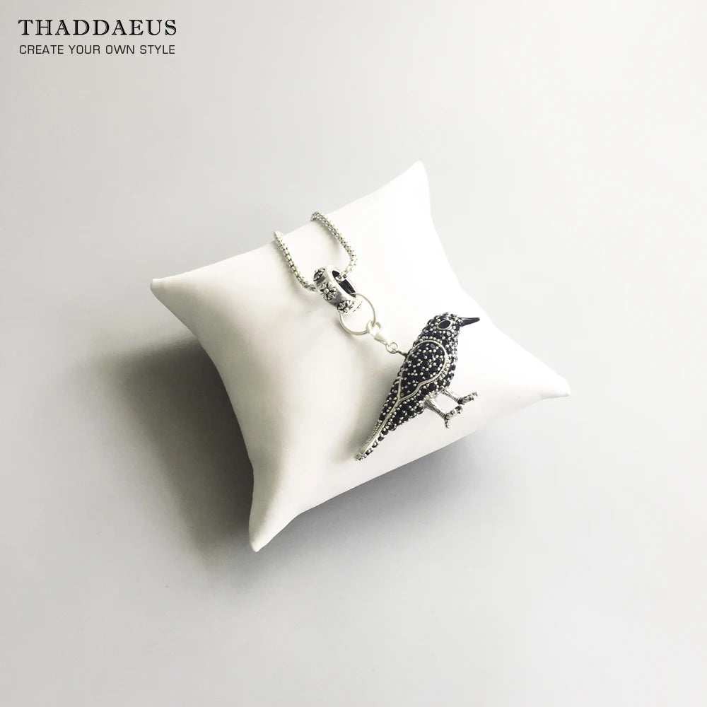 Damen-Charm-Anhänger Rabe Pavé mystisch aus Sterlingsilber