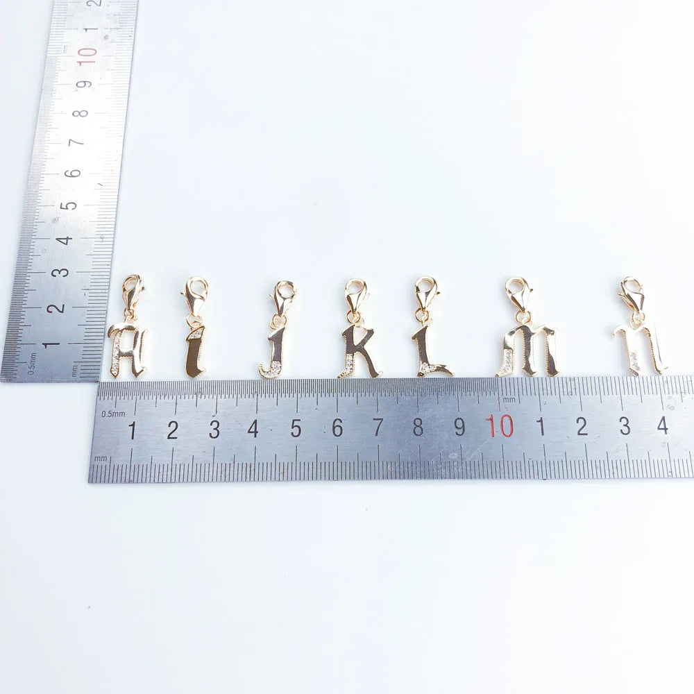 Damen-Charm-Anhänger Buchstaben Alphabet golden Vintage aus Sterlingsilber