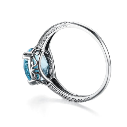 Damen-Cocktailring aus 925er Sterling Silber mit Zirkonstein Vintage-Design Feines Schmuckstück