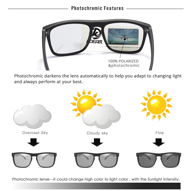 Sonnenbrille polarisiert photochrom Nachtsicht Fahren UV400 Unisex