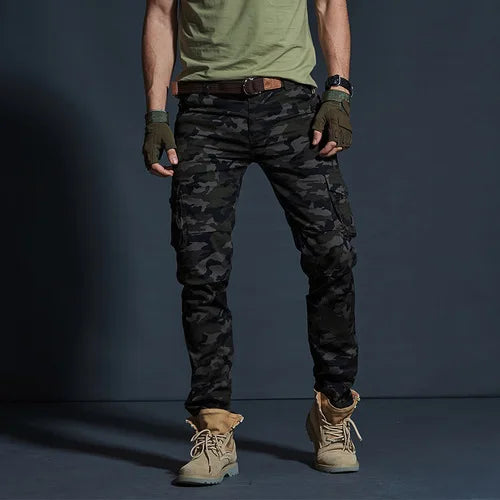 Männer Cargo Hosen im Military Style mit wasserdichten Taschen für Casual-Look