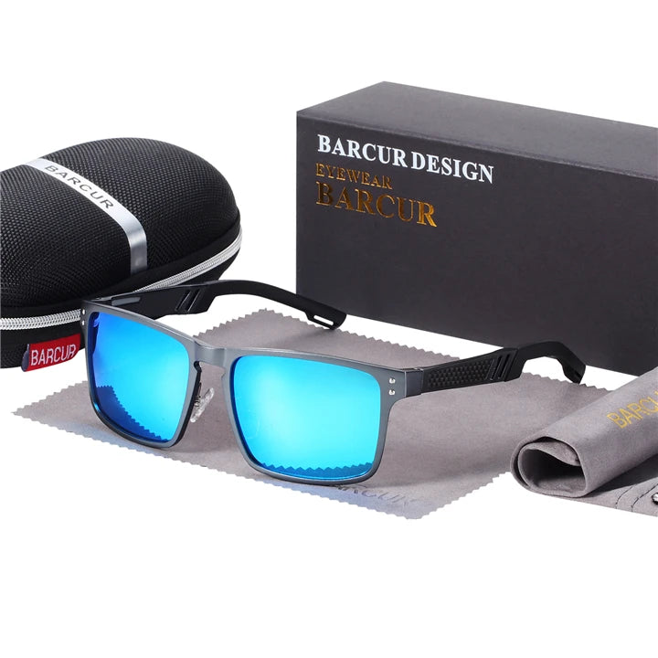 Sonnenbrille Al-Mg quadratisch polarisiert Spiegel Sport Herren Damen