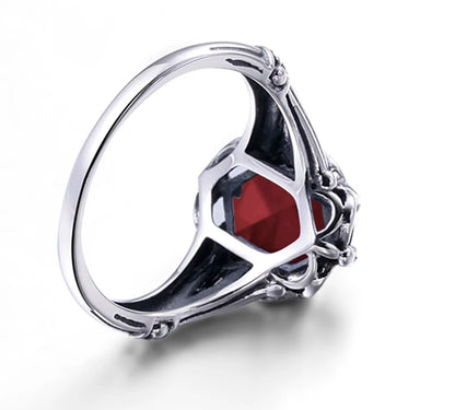 Damen-Eheringe Vintage Stil Aus 925er Sterlingsilber Mit Granatkristall Und Zirkonia