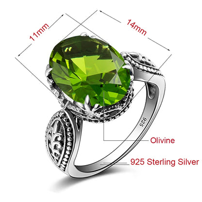 Damen-Ring Aus Sterlingsilber Mit Peridot August Geburtsstein Vintage-Charme Schmuckstück