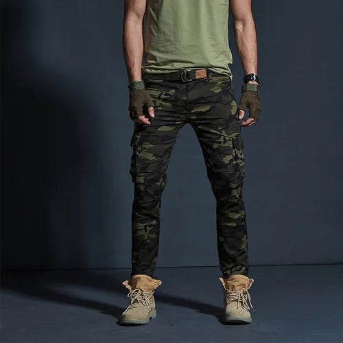 Männer Cargo Hosen im Military Style mit wasserdichten Taschen für Casual-Look