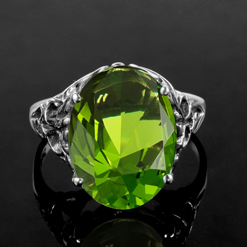 Damen-Ring mit Peridot Stein im Vintage-Stil Filigran Gefertigt aus Sterlingsilber 925