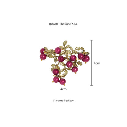 Brosche Cranberry Perle Blatt Grün Pflanze Retro Kragen Schmuck Damen