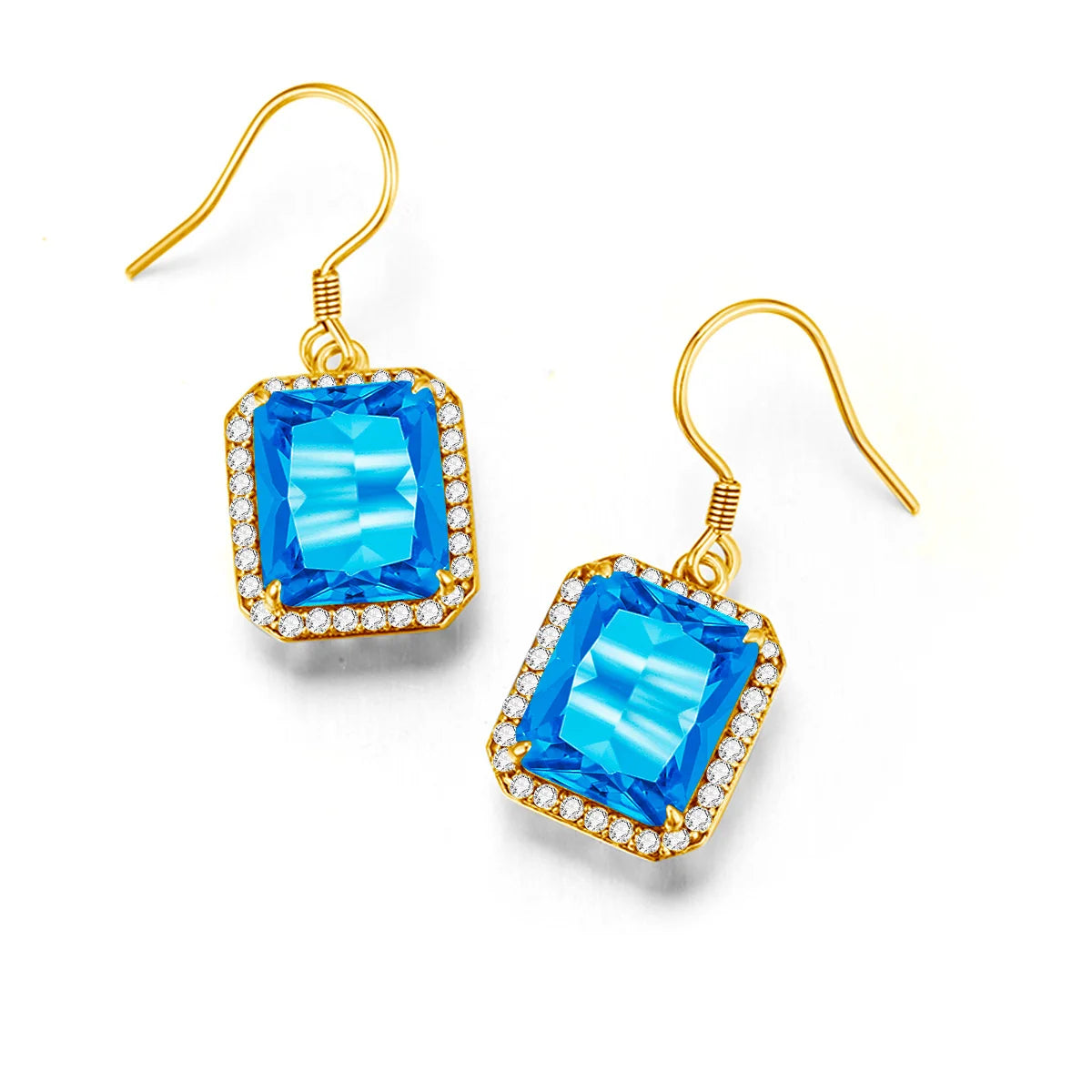 Damen-Ohrhänger Tropfenform Mit Blauem Topas Aus Silber 925 Hochwertiger Brautschmuck