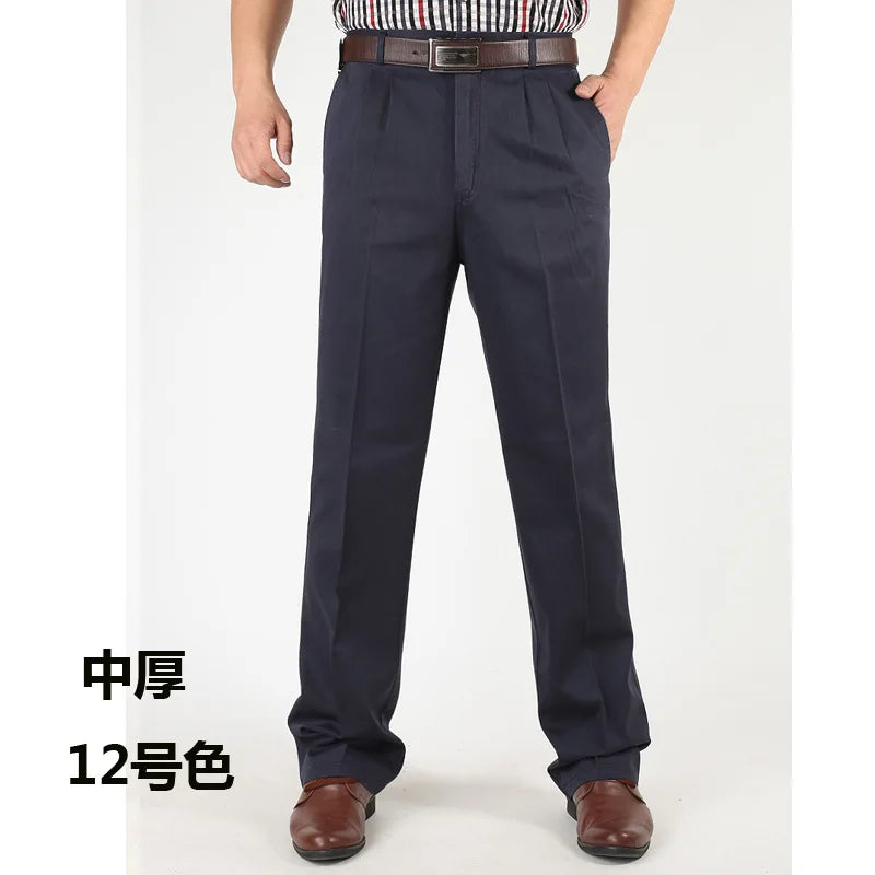 Männer Casual Hosen aus einfarbiger Baumwolle mit hohem Bund und Taschen
