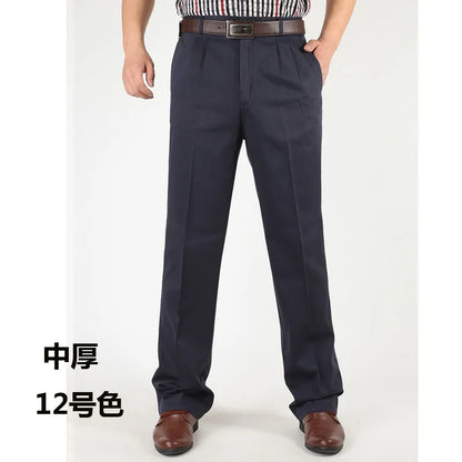 Männer Casual Hosen aus einfarbiger Baumwolle mit hohem Bund und Taschen