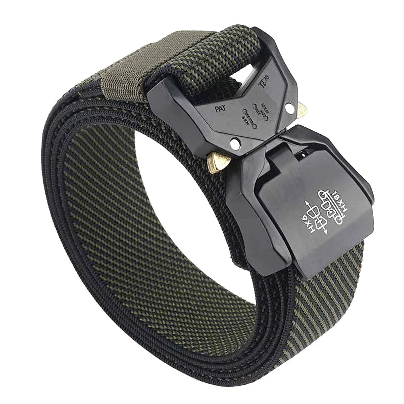Herren-Gürtel mit 3,8 cm Breite aus Elastischem Material mit Schnellverschluss aus Aluminium für Militärlook