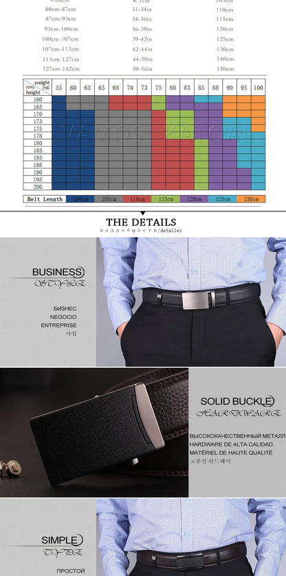 Herren Echtleder-Gürtel Business Casual 3,5 cm Automatik-Schnalle Rindsleder Hochwertig