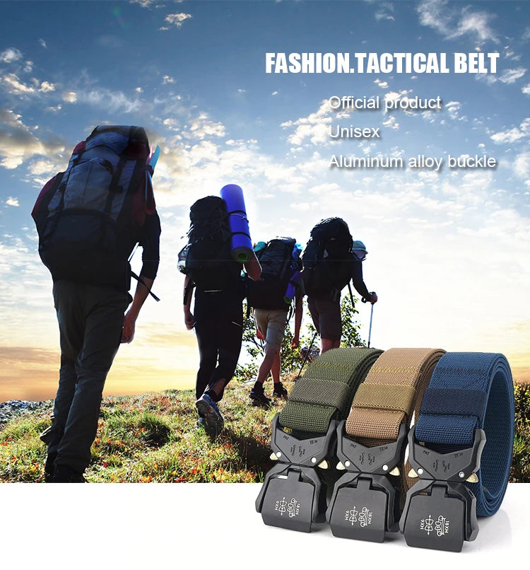 Herren-Gürtel mit 3,8 cm Breite aus Elastischem Material mit Schnellverschluss aus Aluminium für Militärlook
