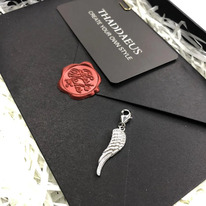 Damen-Charm-Anhänger Engel Flügel Vintage Schutz aus Sterlingsilber