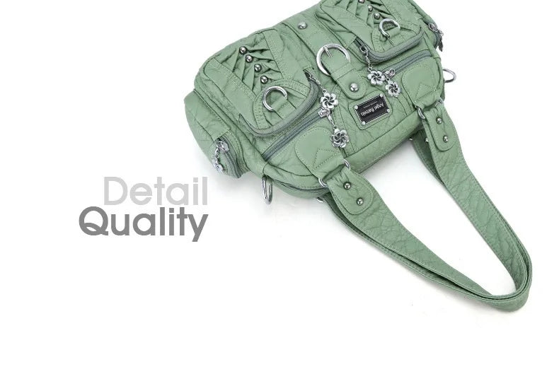 Damen-Satchel-Handtasche aus PU-Leder mit Reißverschluss und viel Stauraum für Alltag und Freizeit