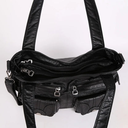 Damen-Handtasche Großes Fassungsvermögen Schultertasche Mit Oberem Tragegriff aus waschbarem PU-Leder