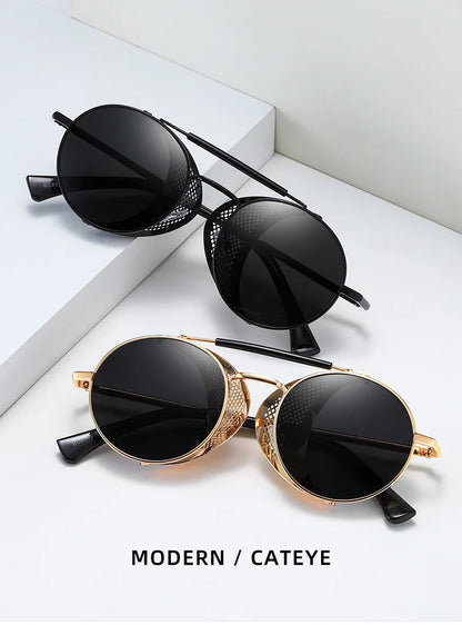 Sonnenbrille Steampunk rund polarisiert UV400 Vintage Herren Damen