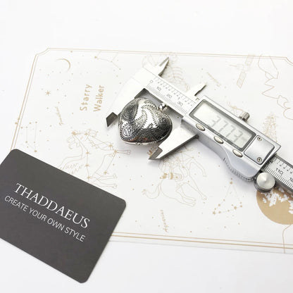 Herz-Medaillon-Anhänger aus 925 Sterling Silber mit Paisley-Gravur, gemessen