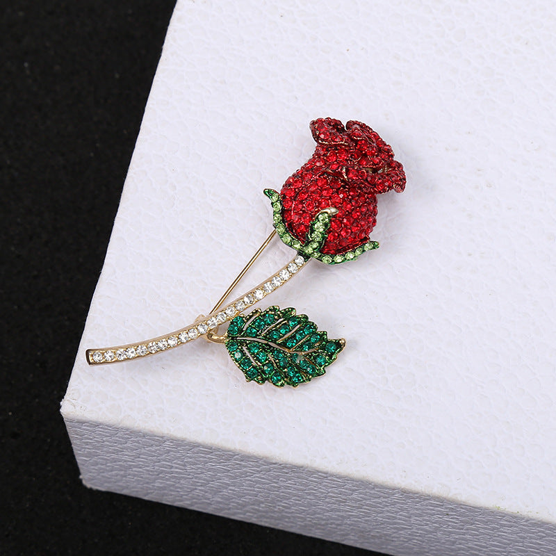 Brosche Rose Blume elegant Emaille Sommer Valentinstag Geschenk Damen
