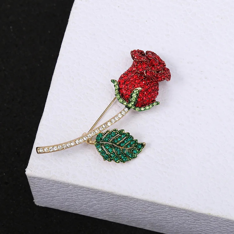 Brosche Rose Blume elegant Emaille Sommer Valentinstag Geschenk Damen