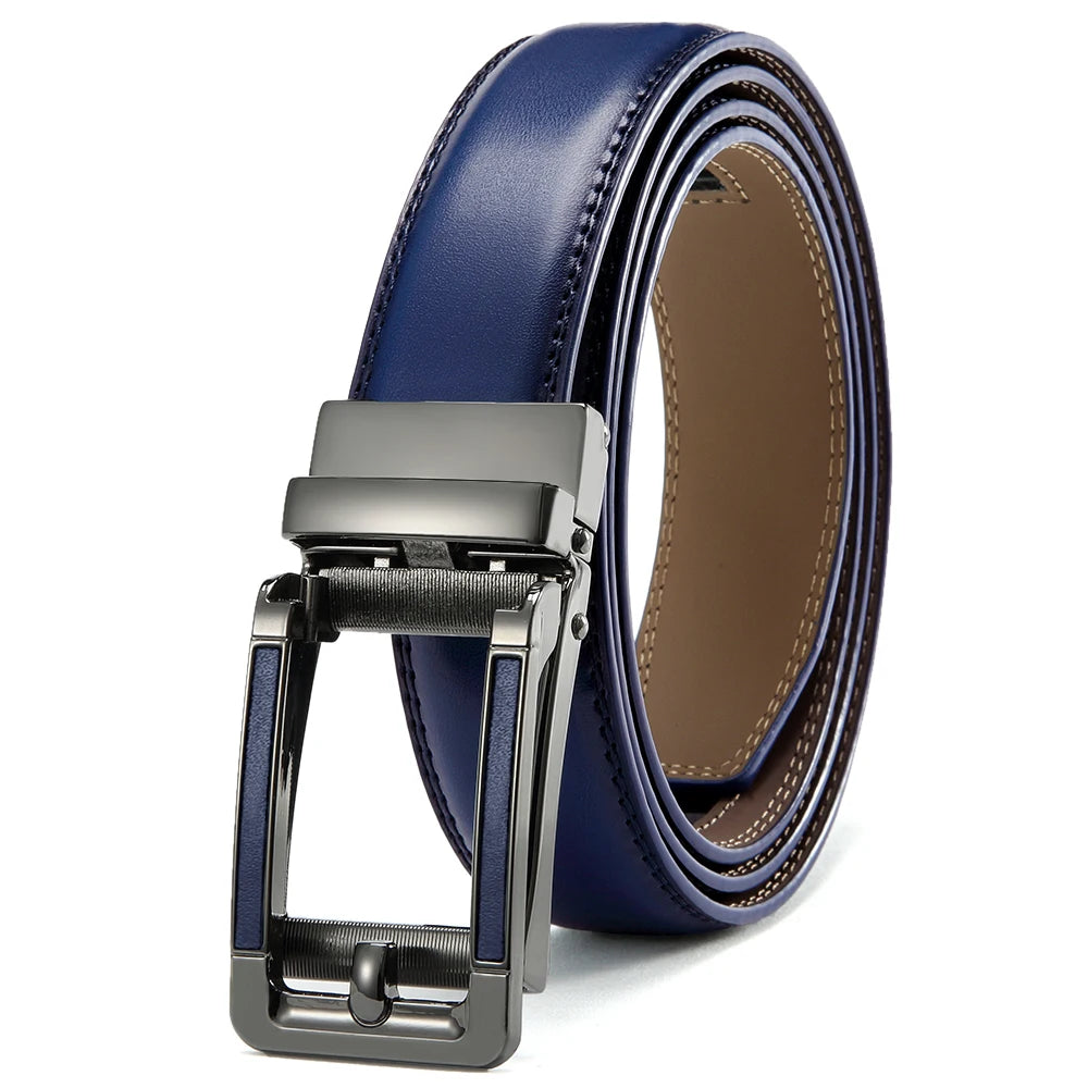 Herren Ratchet Ledergürtel Rindsleder Bunt Automatik-Schnalle 3 cm Jeans