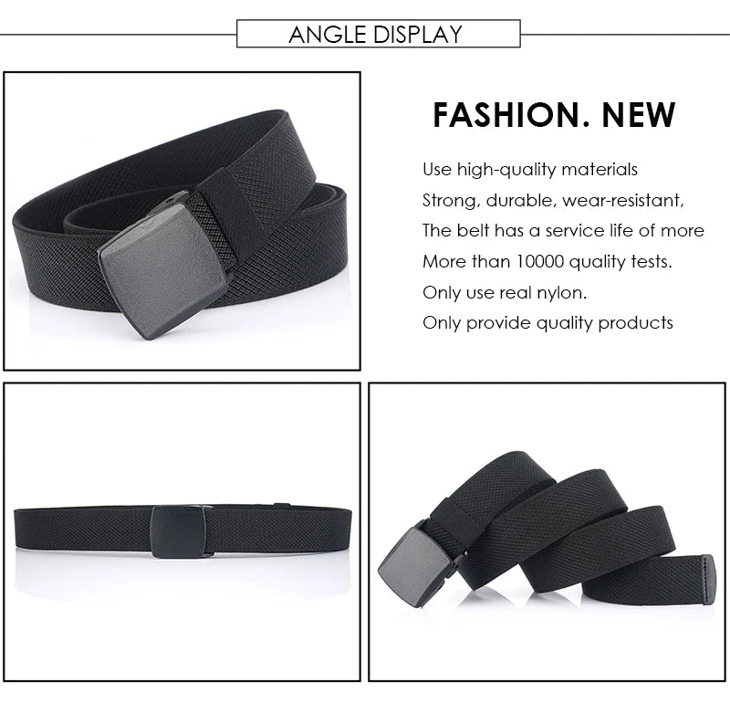 Unisex-Gürtel aus Nylon mit Elastischem Stretchband und Metallfreiem Schnellverschluss Gestreift
