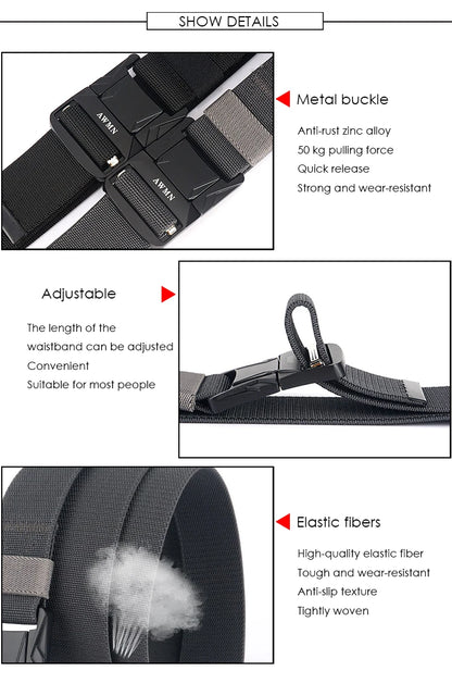 Herren-Taktischer Gürtel Dehnbar Aus Nylon Mit Metall-Schnellverschluss Für Outdoor-Einsätze Und Arbeit