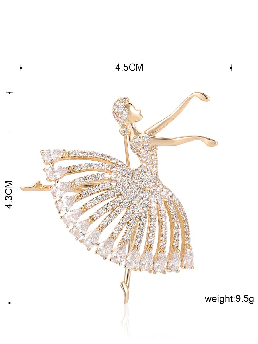 Brosche Ballerina Zirkon Elegant Kleidung Schal Kleid Damen
