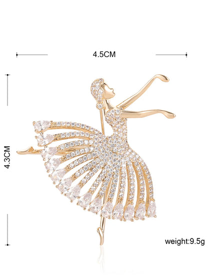 Brosche Ballerina Zirkon Elegant Kleidung Schal Kleid Damen