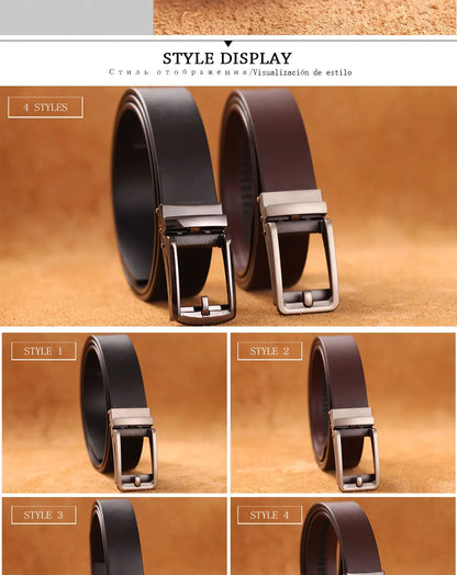 Herren Luxus Echtleder-Gürtel 3,5 cm Designer Automatik-Schnalle Business Rindsleder