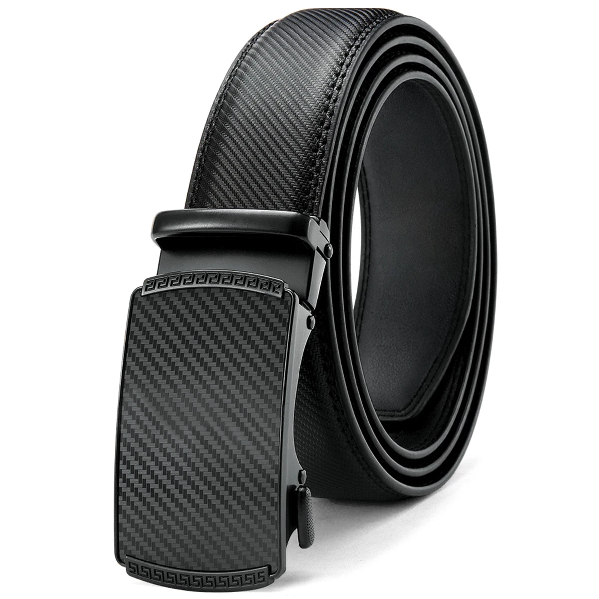 Herren Echtleder-Gürtel Luxus 3,5 cm Automatik-Schnalle Rindsleder Verstellbar