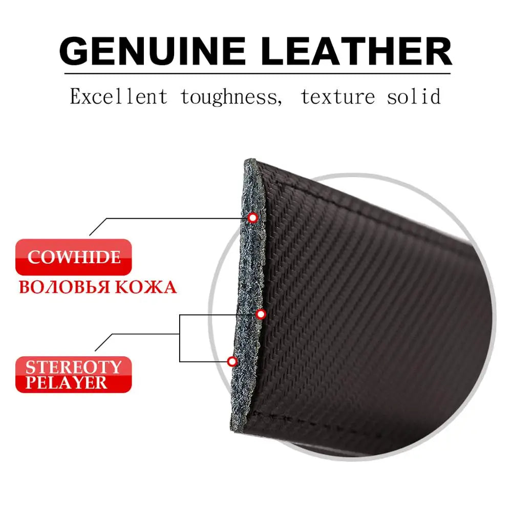 Herren Echtleder-Gürtel 3,4 cm Automatik-Schnalle Business Leisure Rindsleder