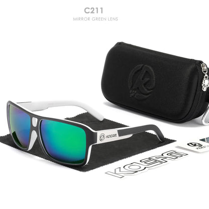 Sonnenbrille quadratisch übergroß polarisiert Blitzspiegel Hartbox Herren