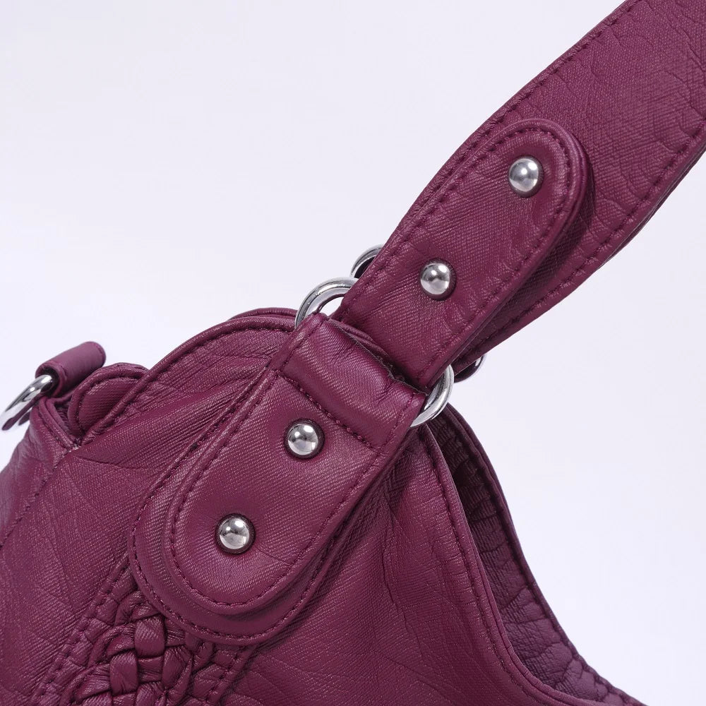 Damen-Schultertasche Aus PU-Leder Mit Reißverschluss Und Innenfächern Großes Stauraumvolumen