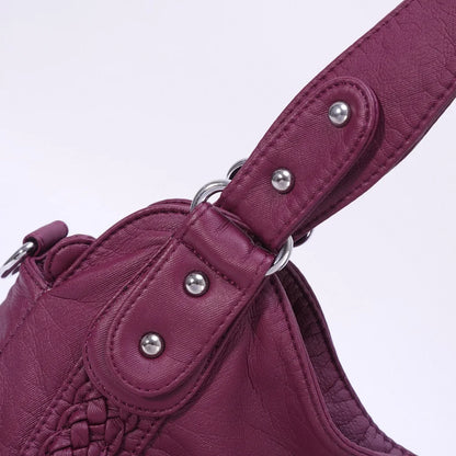 Damen-Schultertasche Aus PU-Leder Mit Reißverschluss Und Innenfächern Großes Stauraumvolumen