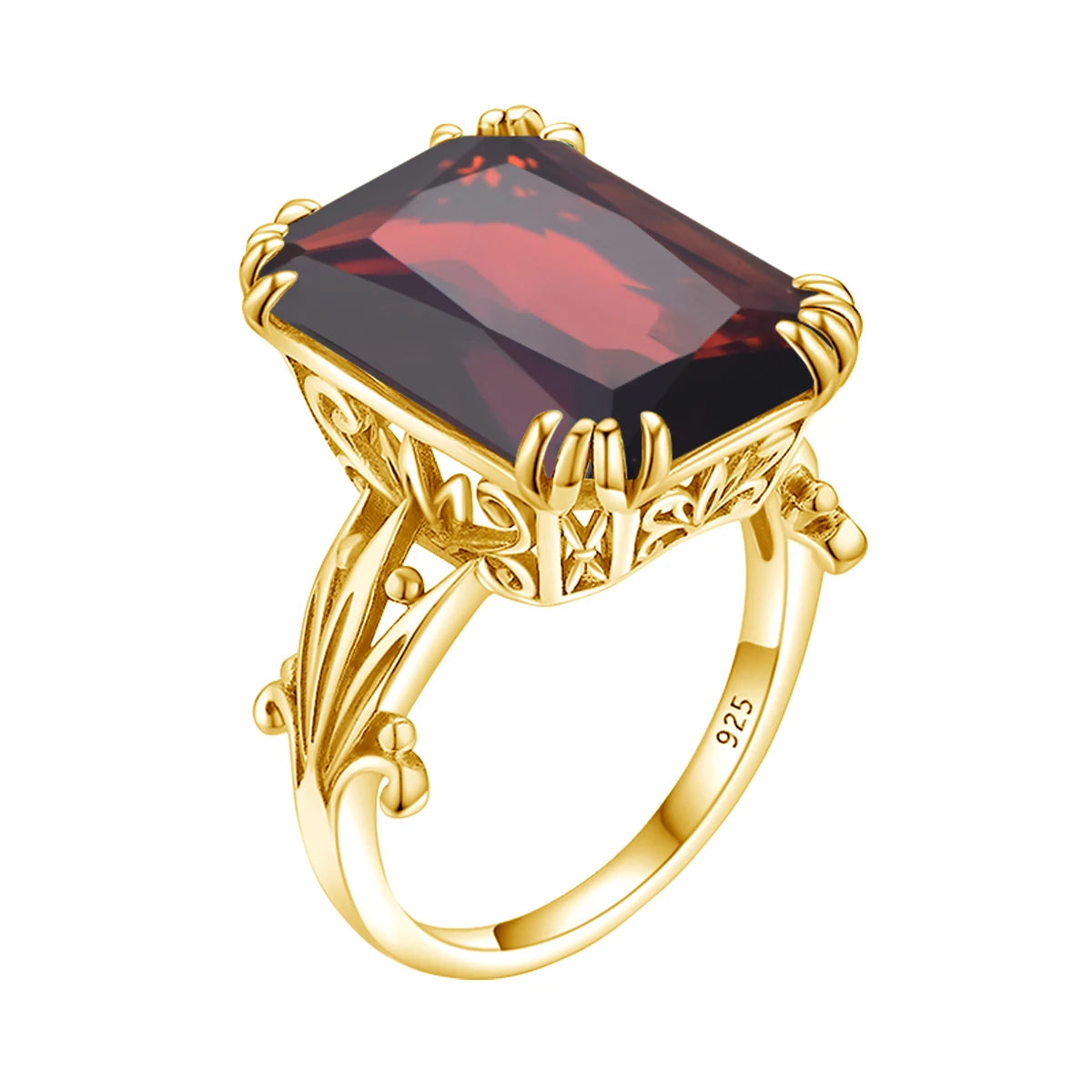 Damen-Ring aus 925er Silber mit großem rechteckigem Citrinstein für eleganten Alltagslook