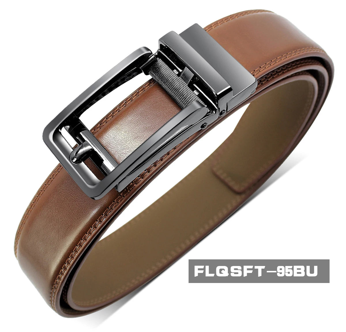 Herren Echtleder-Gürtel 3,5 cm Automatik-Schnalle Rindsleder Business Casual