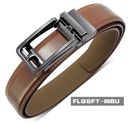 Herren Echtleder-Gürtel 3,5 cm Automatik-Schnalle Rindsleder Business Casual