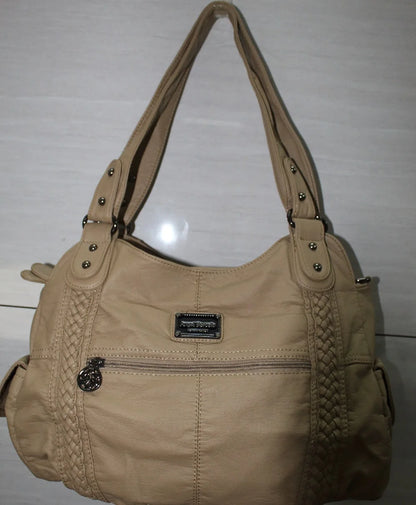 Damen-Schultertasche Aus PU-Leder Mit Reißverschluss Und Innenfächern Großes Stauraumvolumen