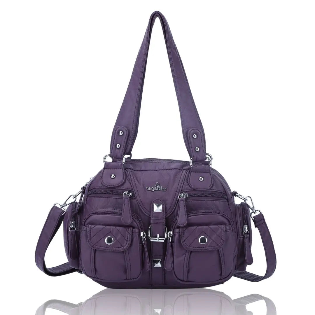 Damen-Schultertasche Aus PU-Leder Mit Mehrfachfächern Praktisch Und Elegant Vintage-Stil