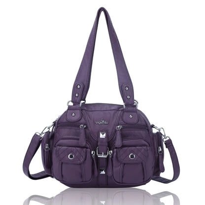 Damen-Schultertasche Aus PU-Leder Mit Mehrfachfächern Praktisch Und Elegant Vintage-Stil