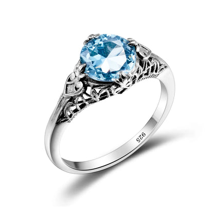 Damen-Ring Aus Sterlingsilber Mit Amethyst Stein Und Vintage-Design Echtschmuck Schmuckstück