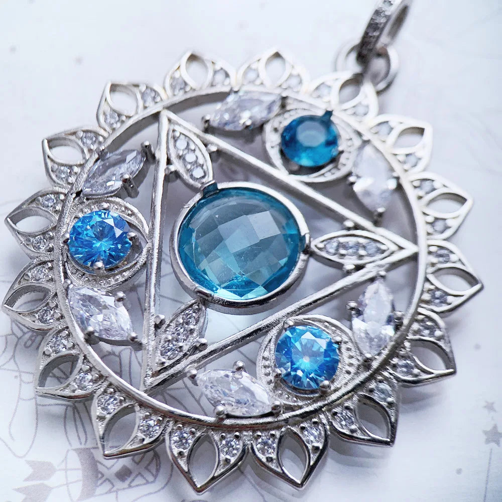 Damen-Charm-Anhänger Kehlchakra blau II aus Sterlingsilber