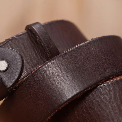 Herren Echtleder-Gürtel Braun Rindsleder 3,8 cm Stiftschnalle Vintage Jeans