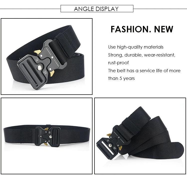 Herren-Taktischer Gürtel aus Nylon Verstellbar Mit Korrosionsbeständiger Schnalle 4,3 cm Breite