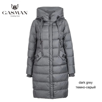 Kurze Damen-Winterjacke mit Stehkragen und Kapuze – wasserdichter, warmer Daunenmantel für modische Frauen