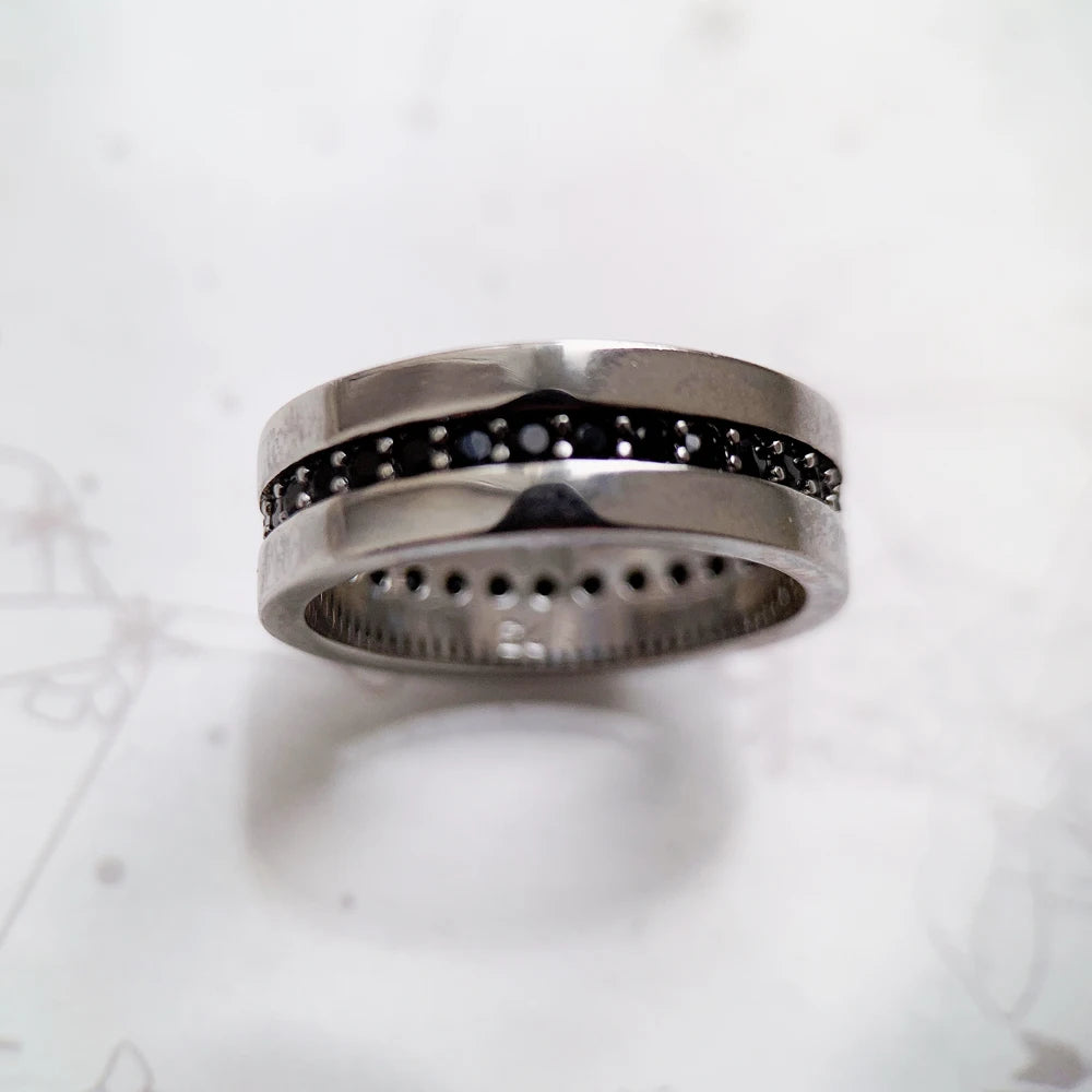 Damen-Ring Eternity klassisch schwarz aus Sterlingsilber