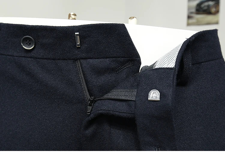 50% Wolle Männer Lange Anzüge Hosen Slim Fit Tiefblau Mode Hochzeit Bräutigam Tragen Herbst Frühling Büro Täglichen Hosen Mode Korea